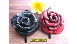 leather flower designs hair slides two colors jewelry